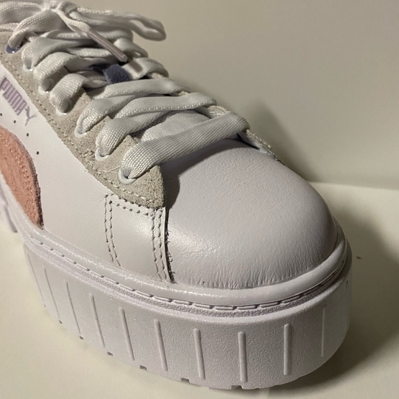 Puma Mayze Platform Sneakers Women’s 7 Lace Up Shoes White Casual New Pink - Picture 6 of 12